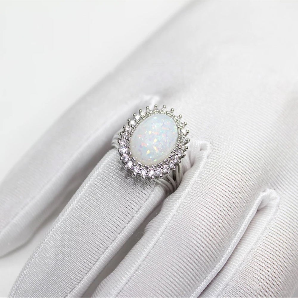 ✨New Opal and Diamond Halo Ring - Picture 2 of 3
